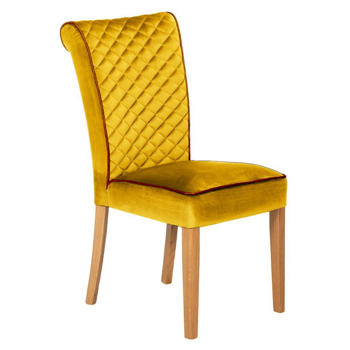 Trafford Dining Chair Opulence Saffron and Bartollo Brown Leather