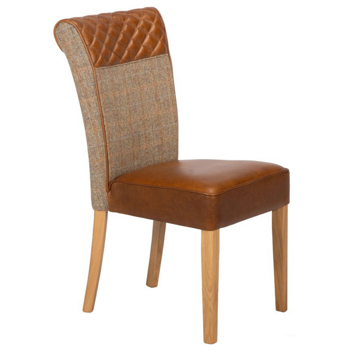Stamford Dining Chair Gamekeeper Thorn and Brown Cerato Leather Dining Chair