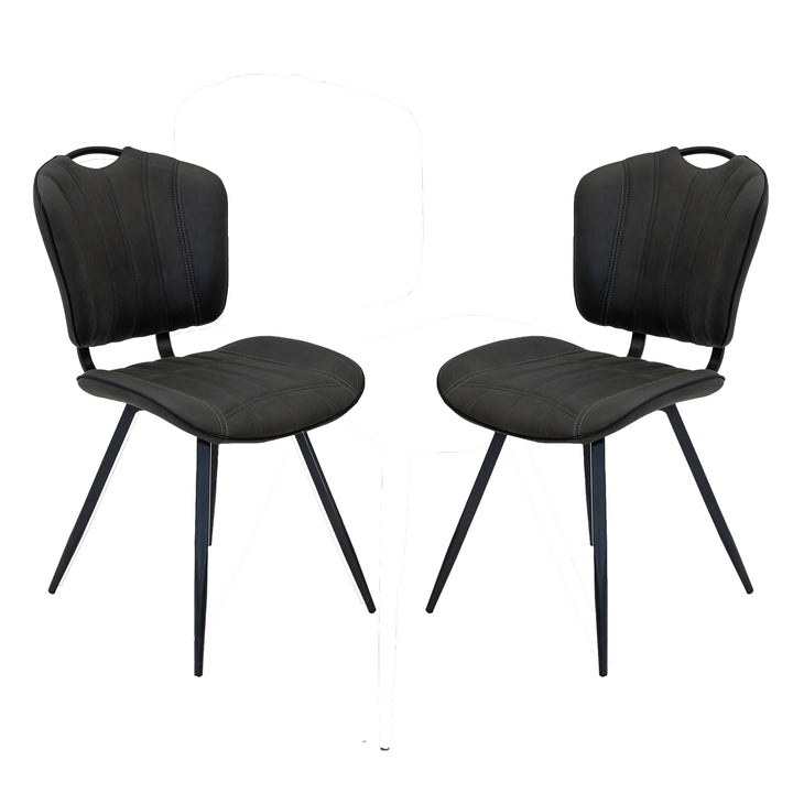 Austin Moleskin Mussel Brown/Grey Set of Two Dining Chairs