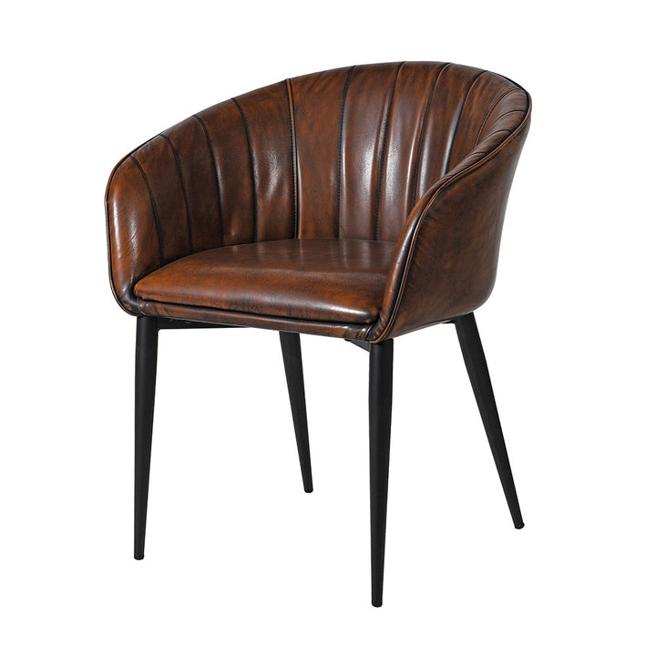Brown Faux Leather Curve Dining Chair