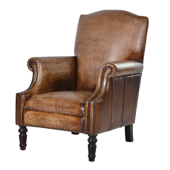 Distressed Aged Leather Armchair