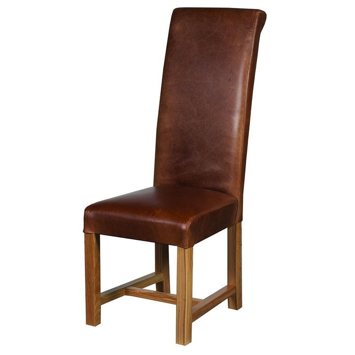 Country Rollback Dining Chair Brown Cerato Leather