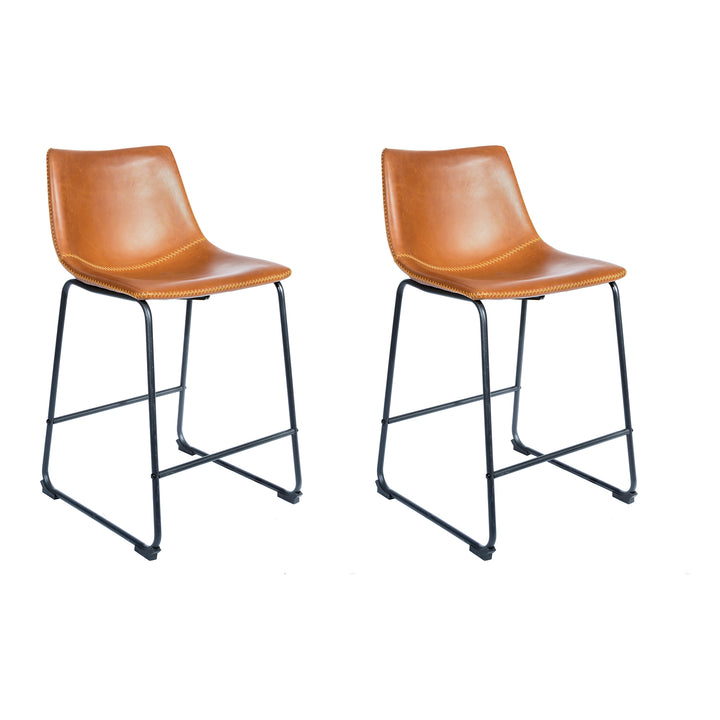 Dexter Tan Brown Set of Two Kitchen Counter Stools