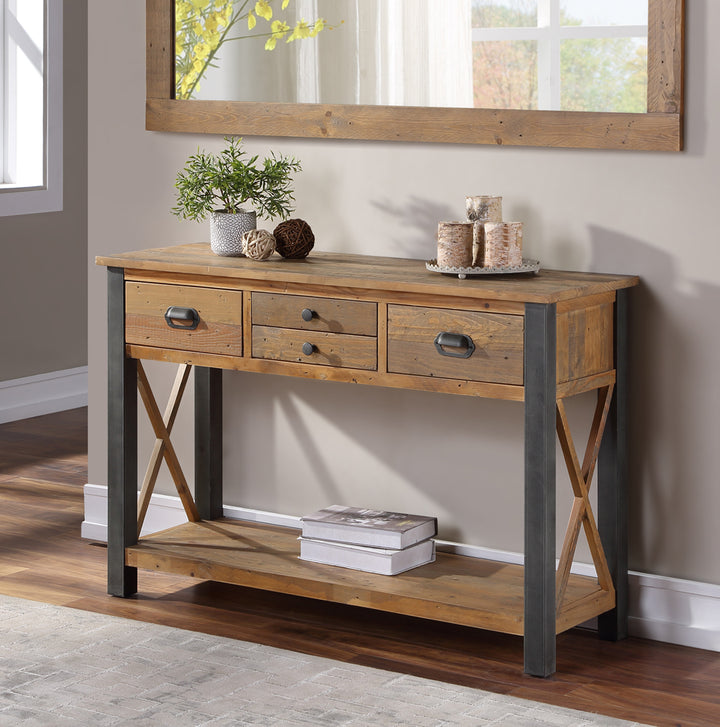 Harringay Reclaimed Wood Console Table with Shelf - The Orchard Home and Gifts