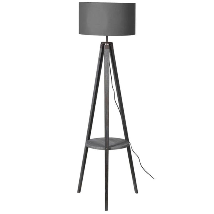 Tall Grey Shade Floor Lamp with Shelf