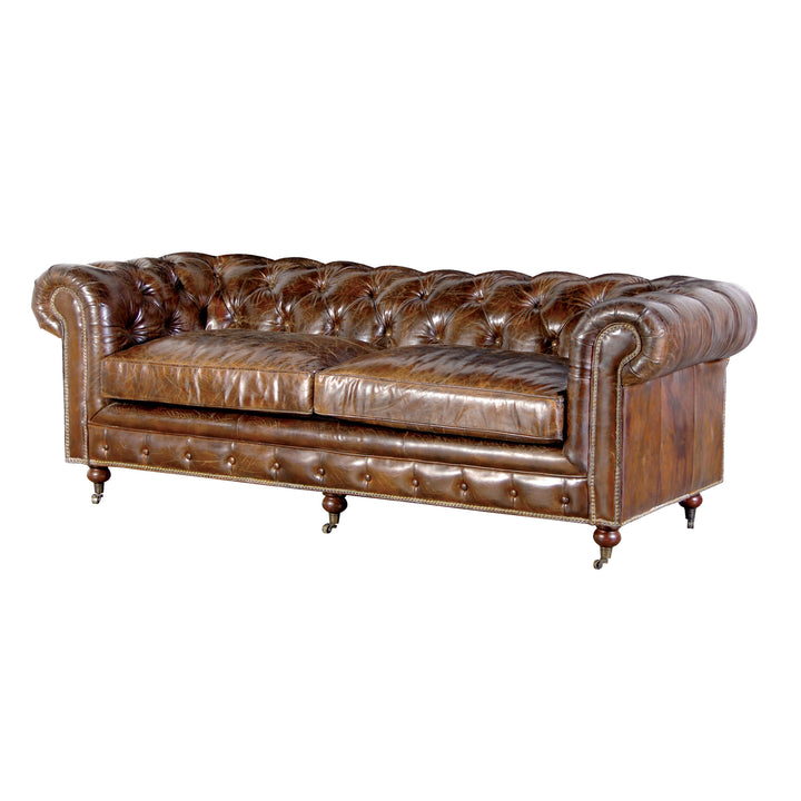 Vintage Leather Three Seater Chesterfield Sofa