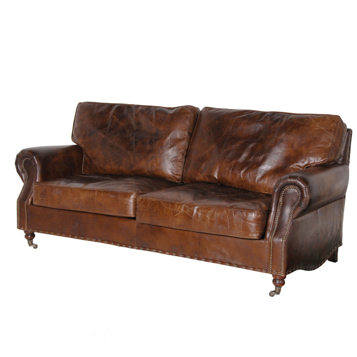 Crumple Leather Three Seater Sofa