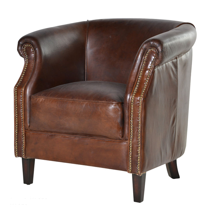Vintage Brown Leather Club Armchair