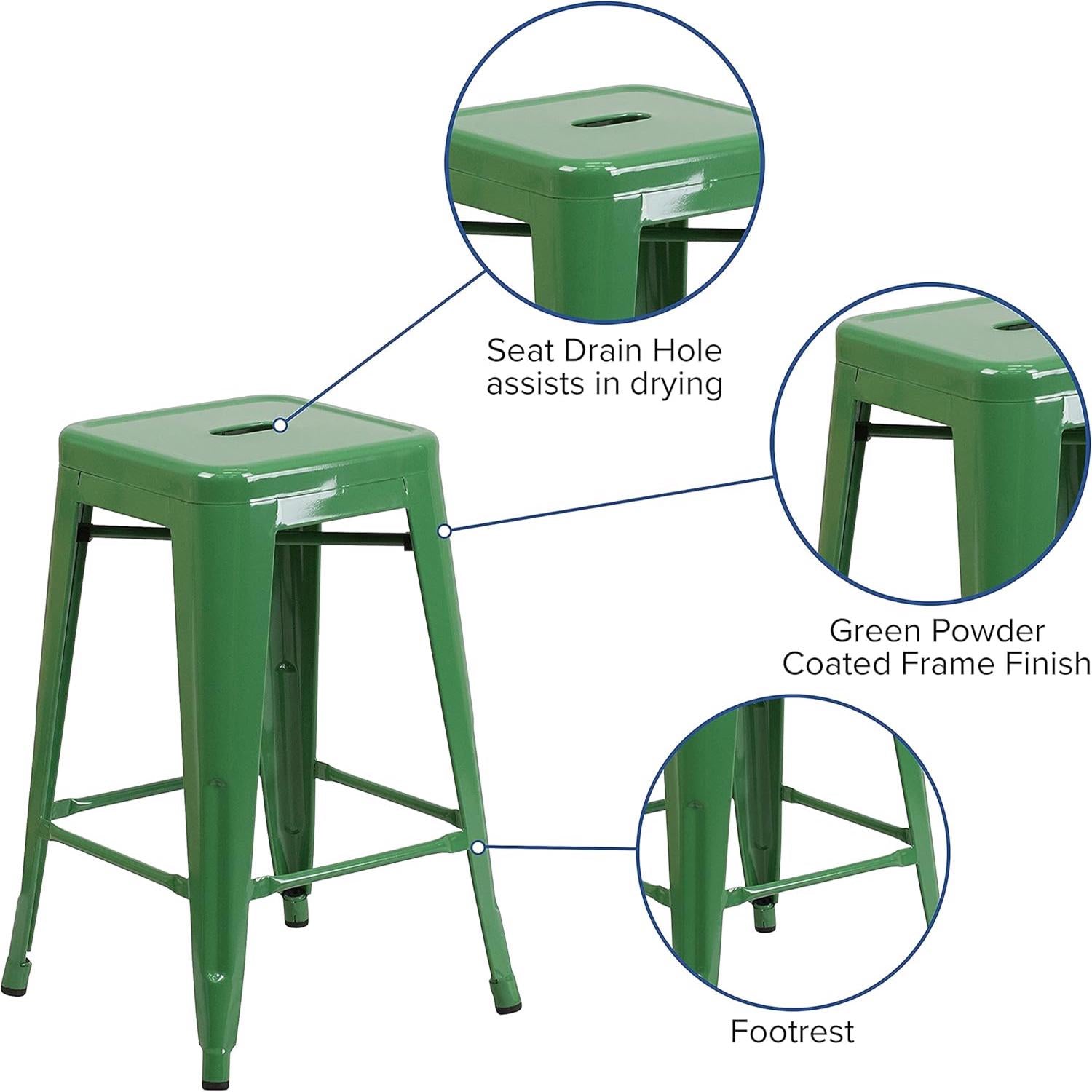 Maisie Green Industrial 100cm Metal Bar Stool Set of Four
