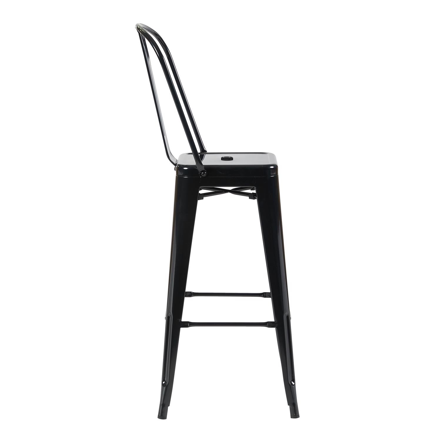 Auberge Set of Four Black Metal 117cm Kitchen Bar Chairs