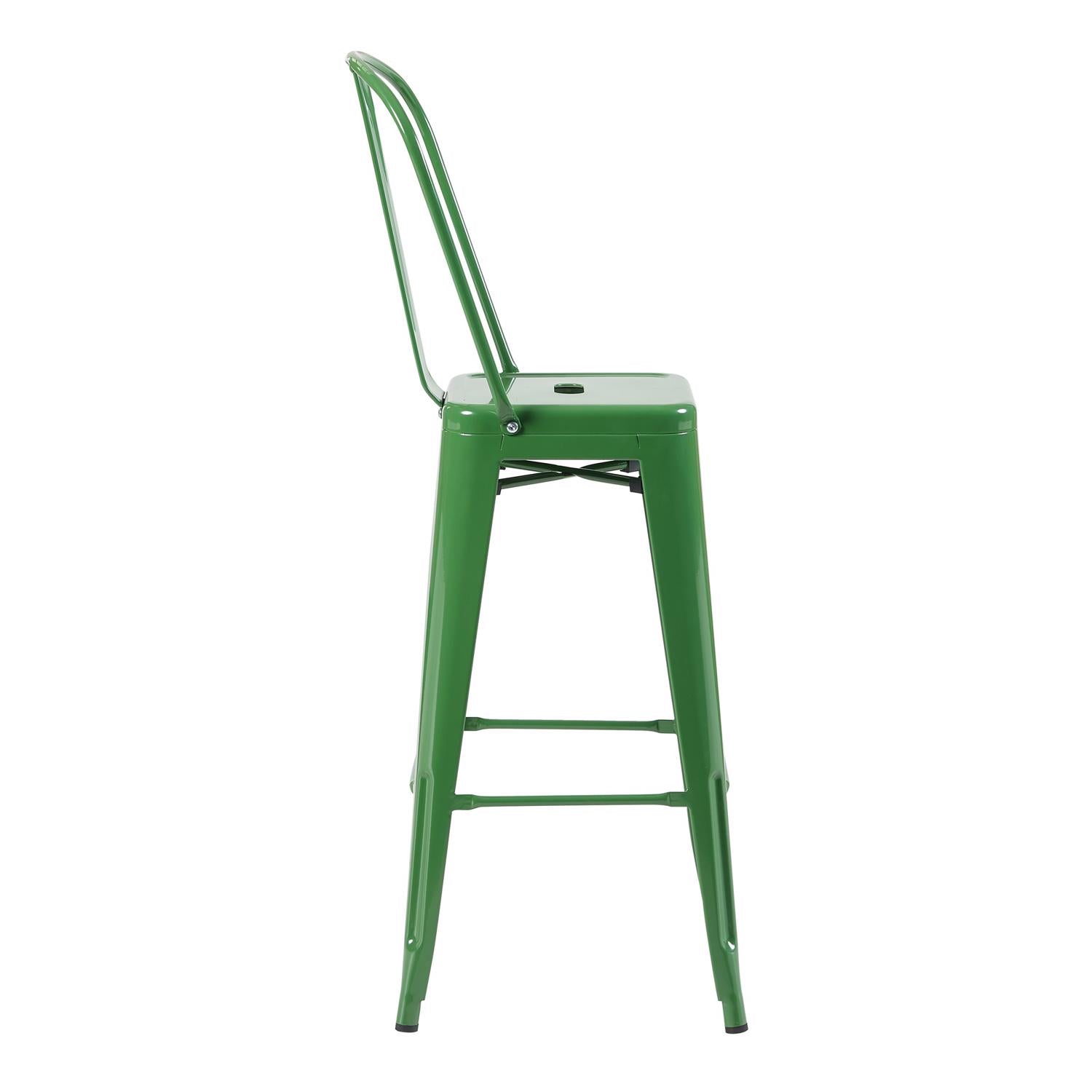 Auberge Set of Four Green Metal 117cm Kitchen Bar Chairs