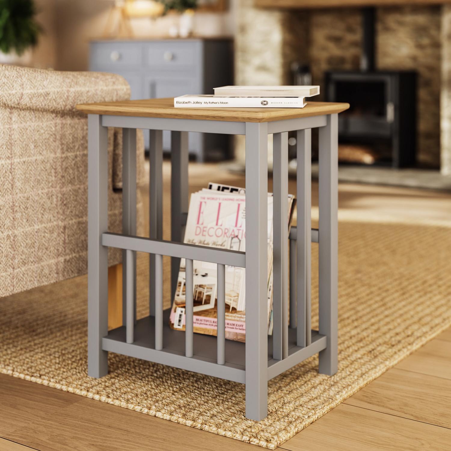 Dove Grey Oak Vinyl Record and Magazine Storage Rack