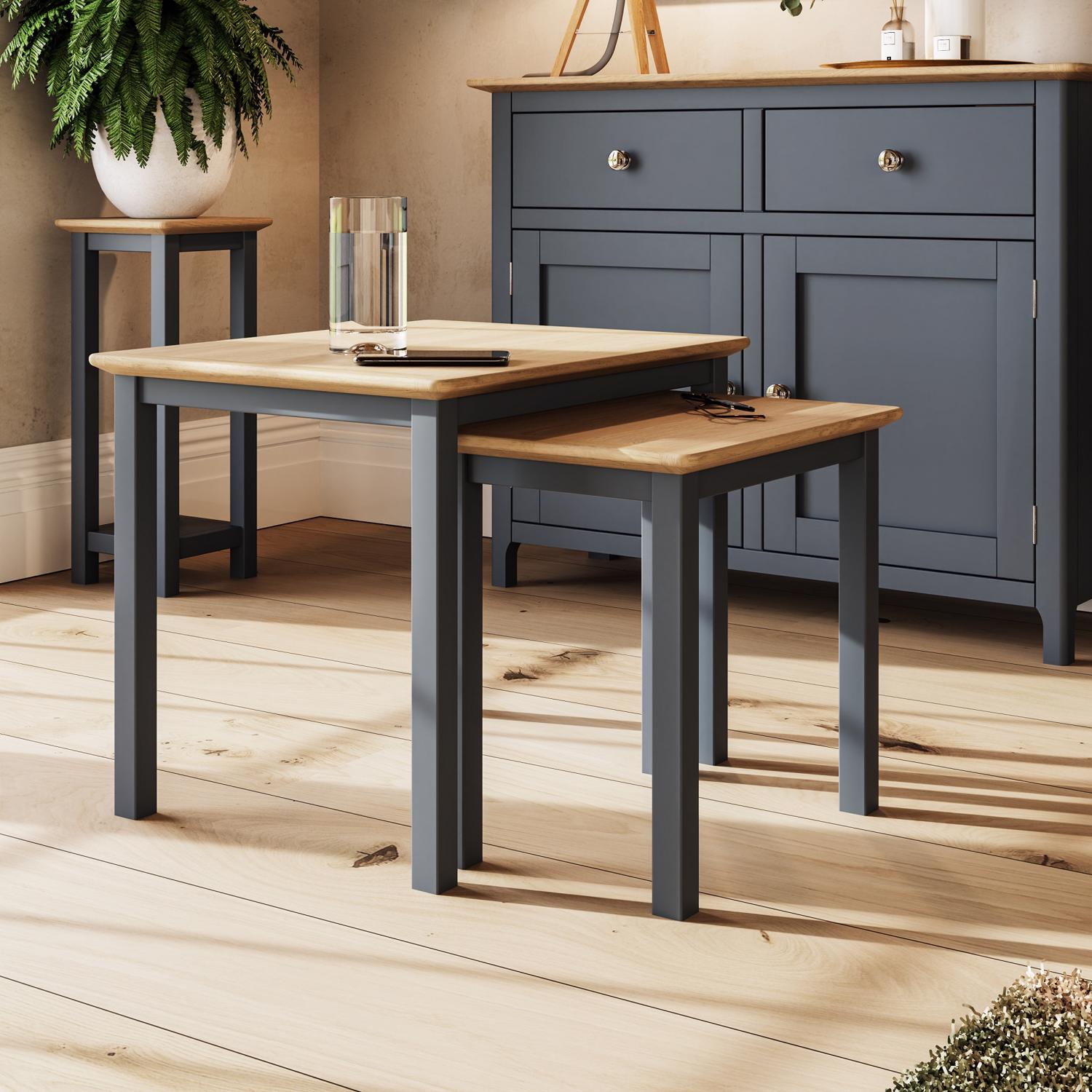 Dove Grey Oak Nest Of Two Tables