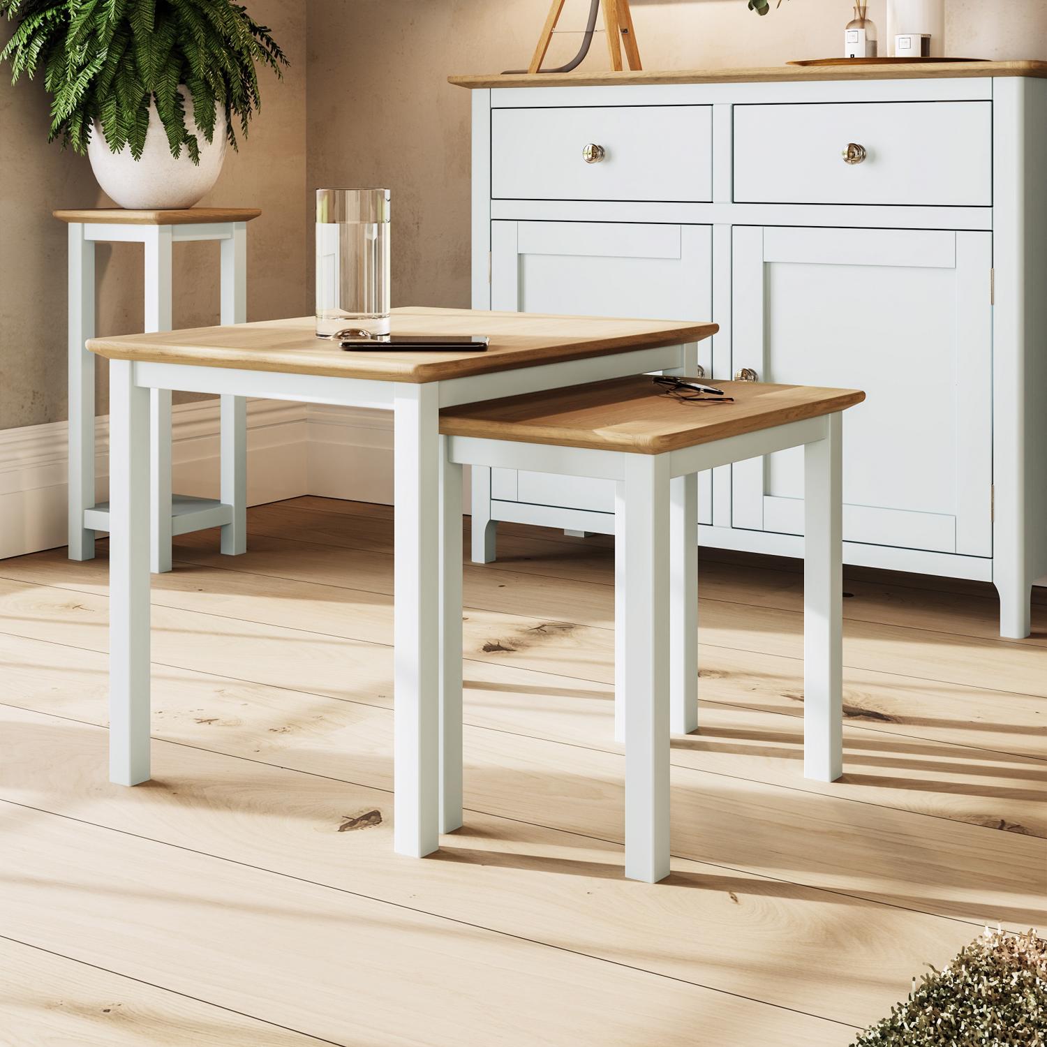 Linen White Oak Nest Of Two Tables