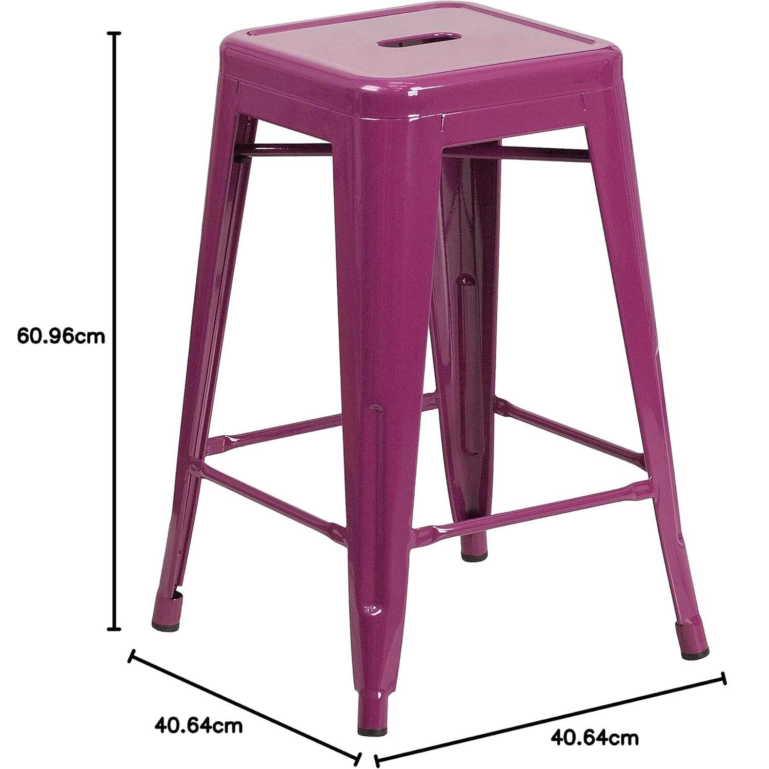 Industrial Metal Purple 61cm Counter Bar Stool Set of Four