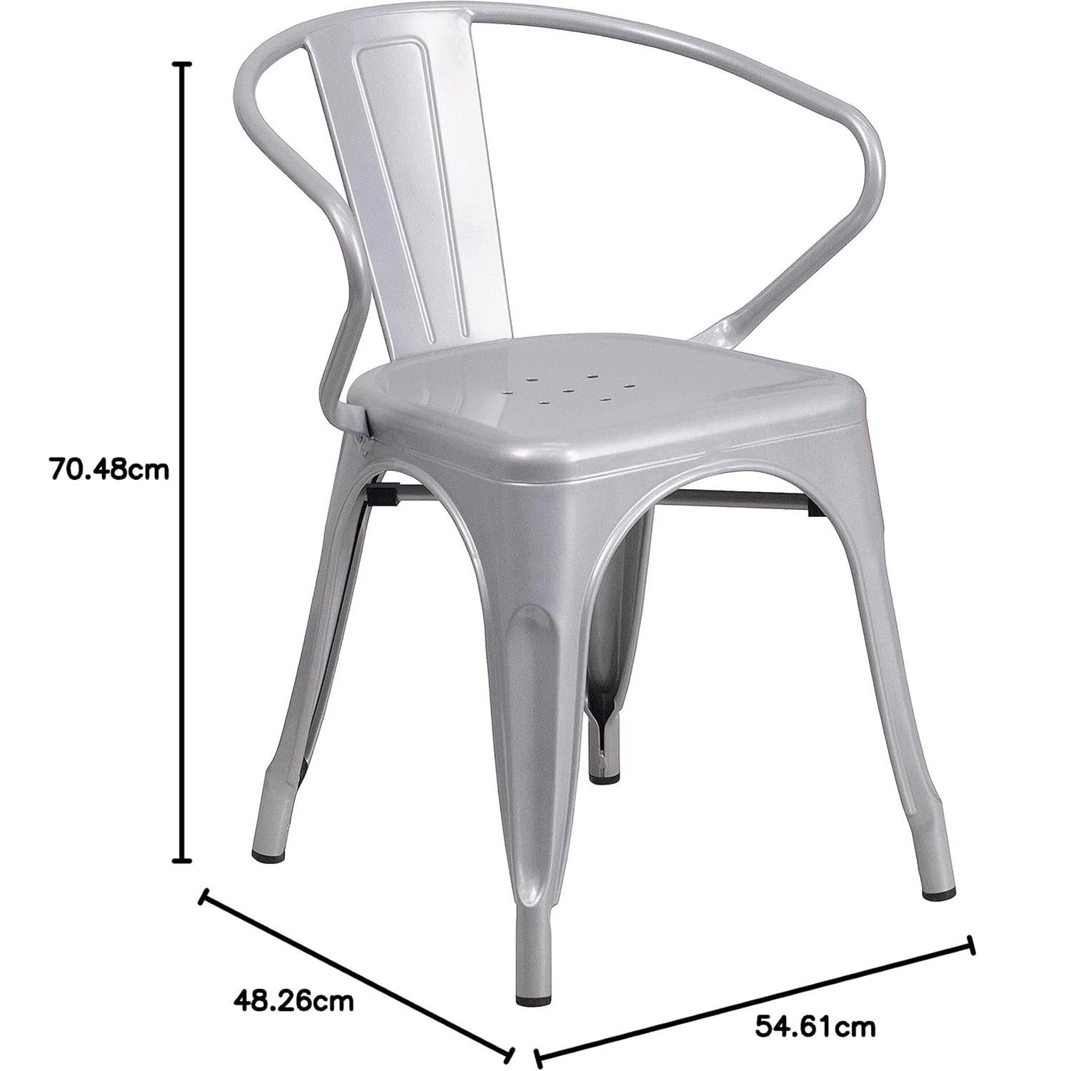 Carlton Silver Galvanised Steel Retro Dining Chairs Set of Four