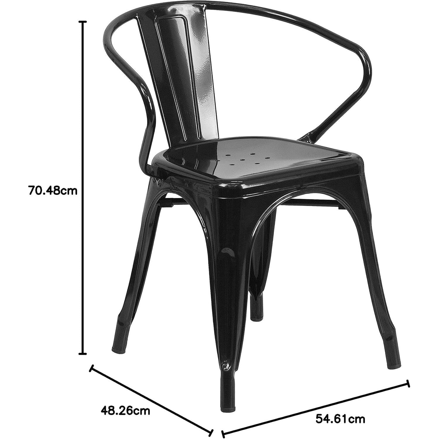Carlton Black Galvanised Steel Retro Dining Chairs Set of Four