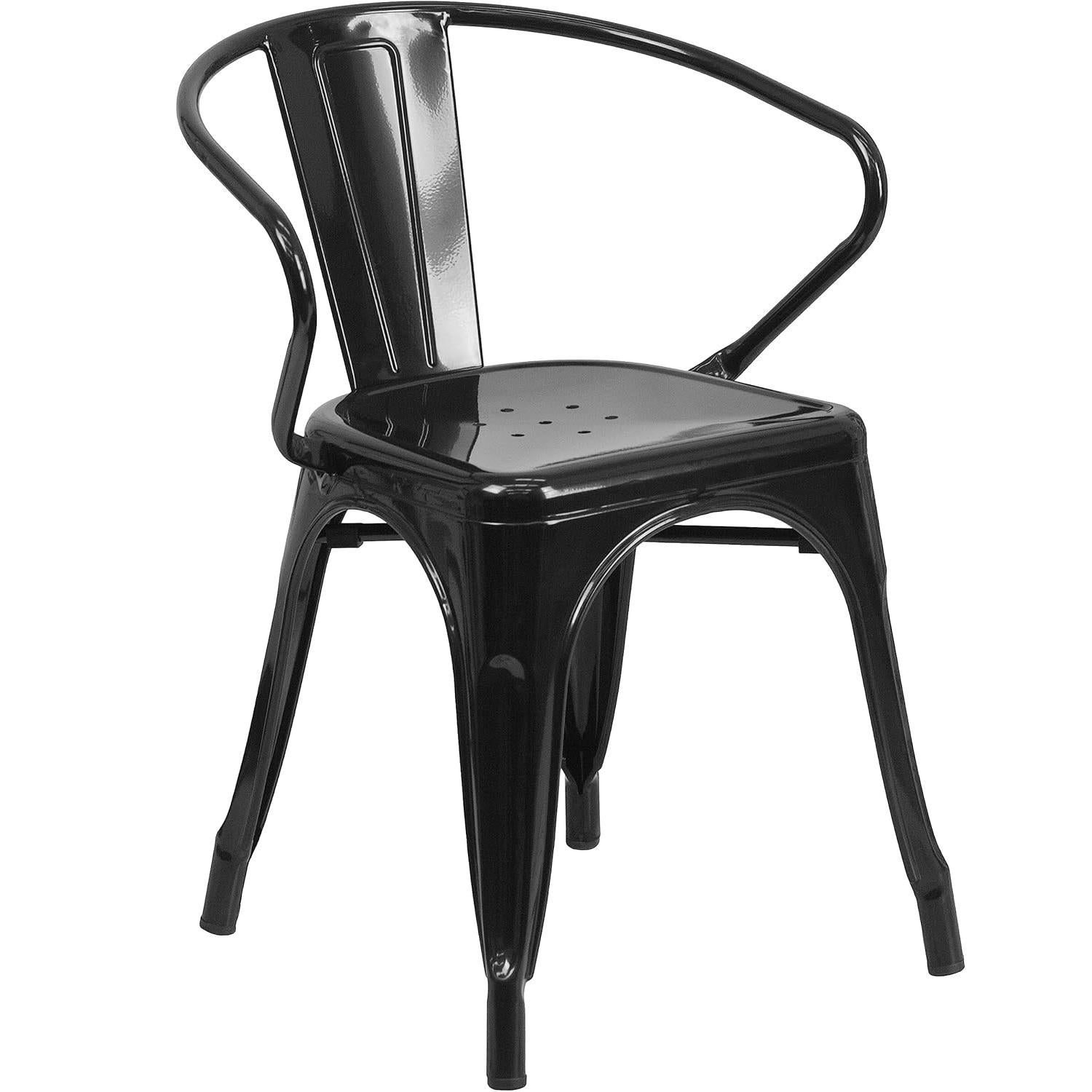 Carlton Black Galvanised Steel Retro Dining Chairs Set of Four