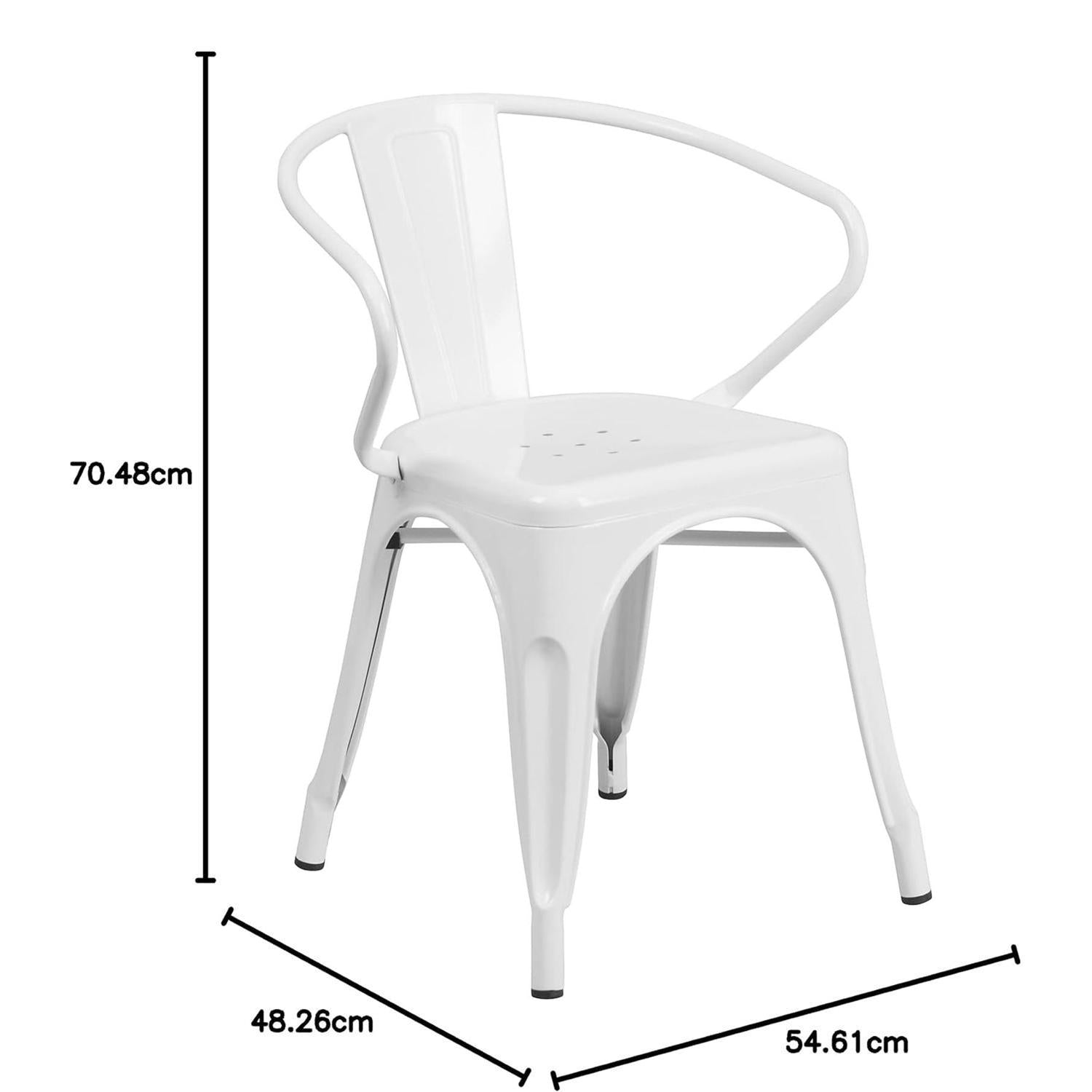 Carlton White Galvanised Steel Retro Dining Chairs Set of Four