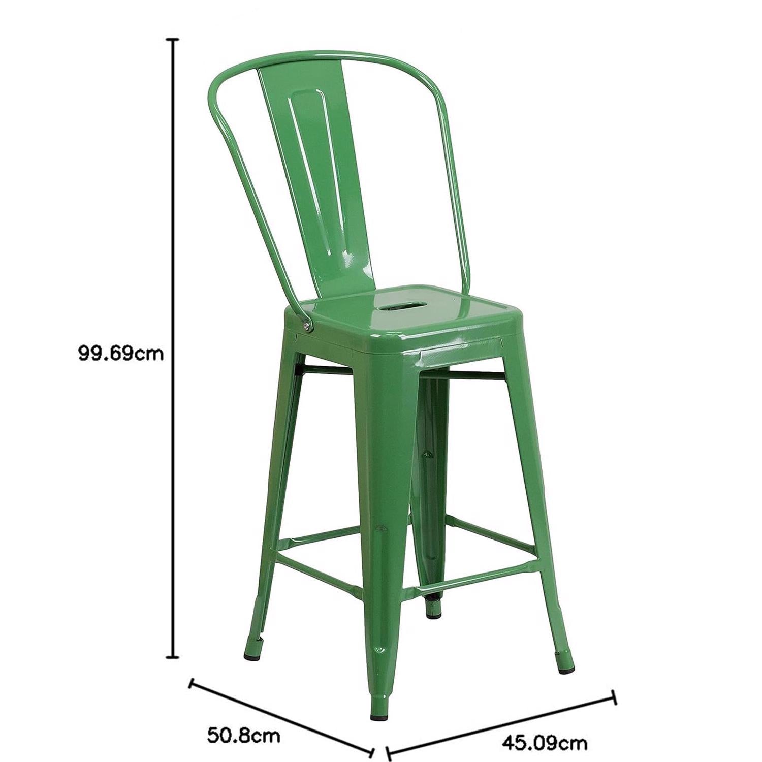 Maisie Green Industrial 115cm Metal Bar Stool Chair Set of Four