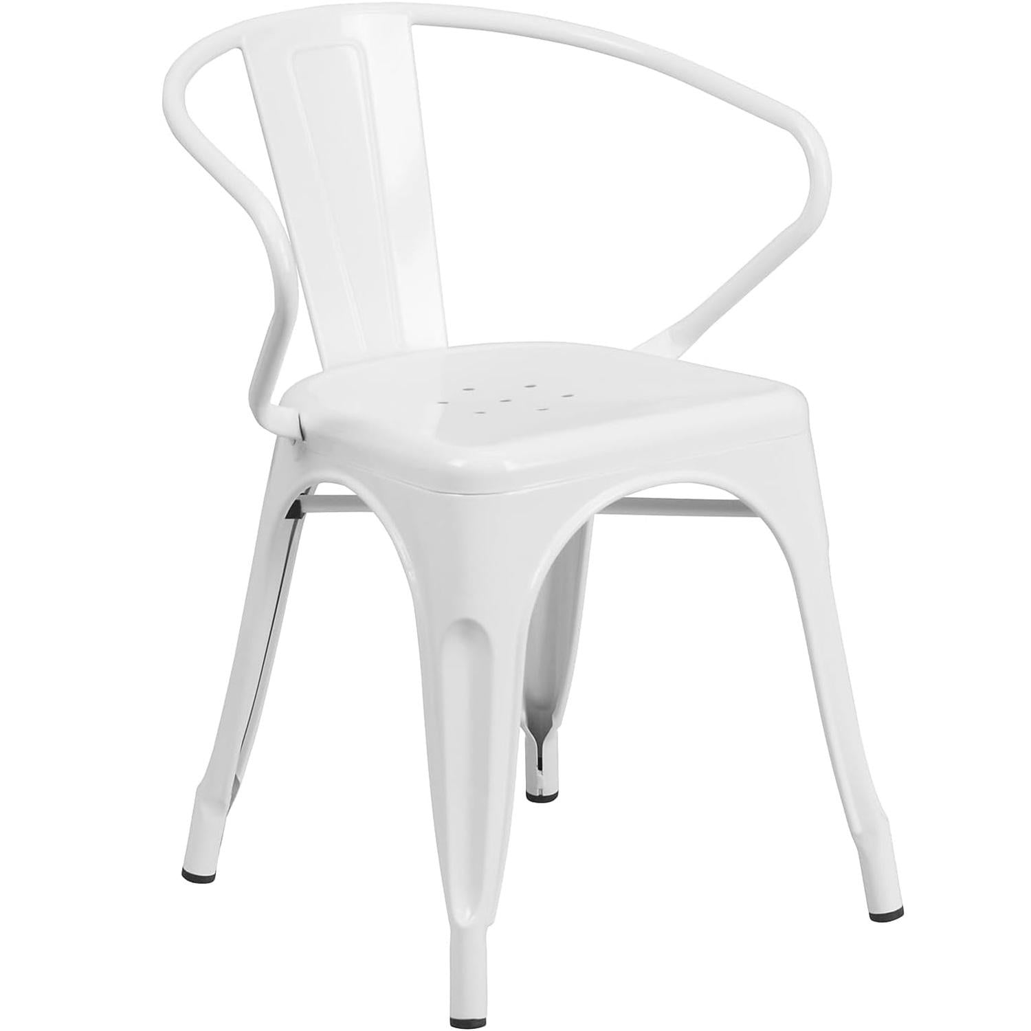 Carlton White Galvanised Steel Retro Dining Chairs Set of Four