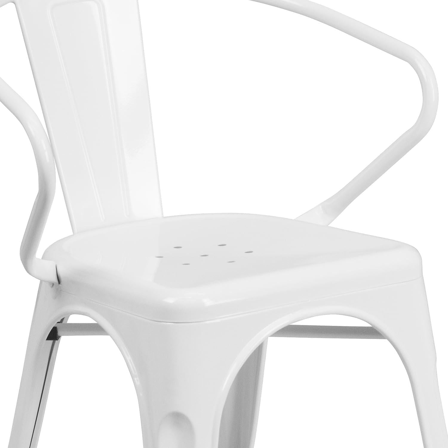 Carlton White Galvanised Steel Retro Dining Chairs Set of Four