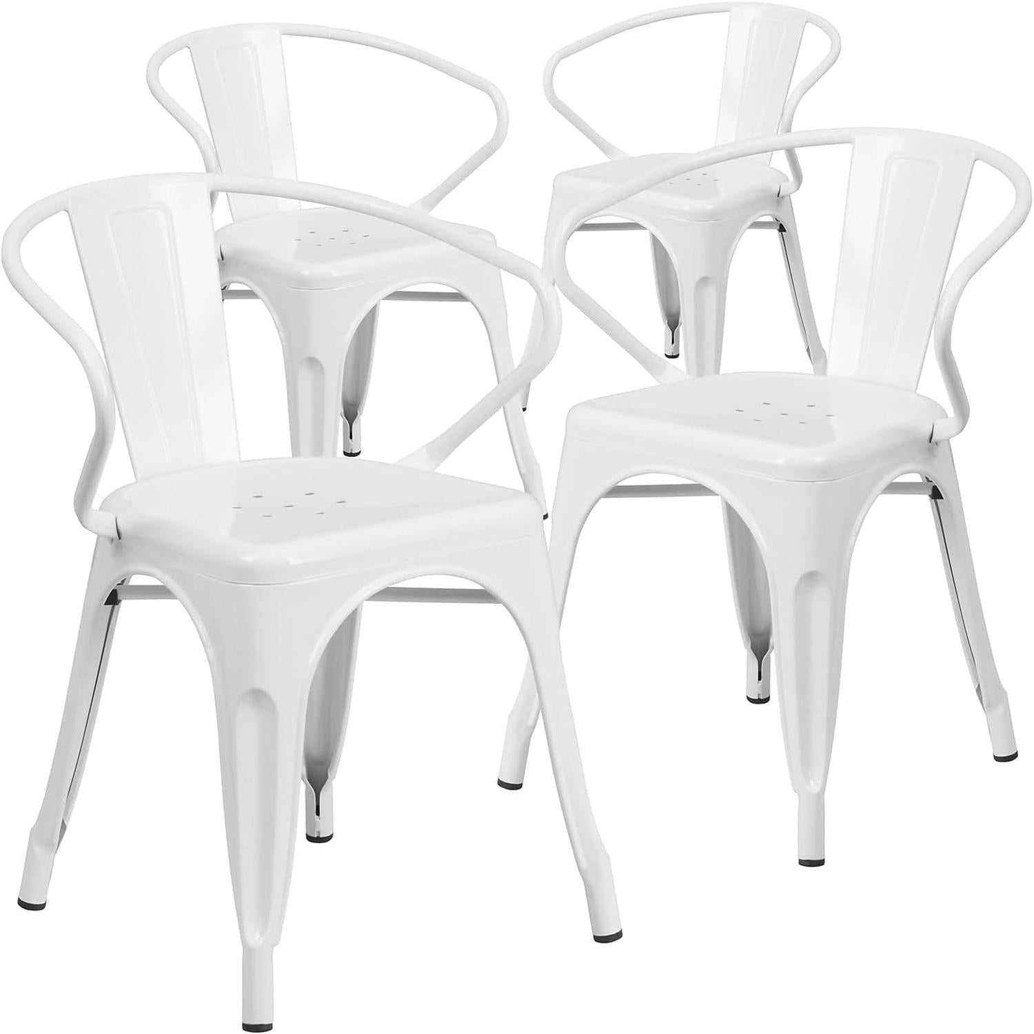 Carlton White Galvanised Steel Retro Dining Chairs Set of Four