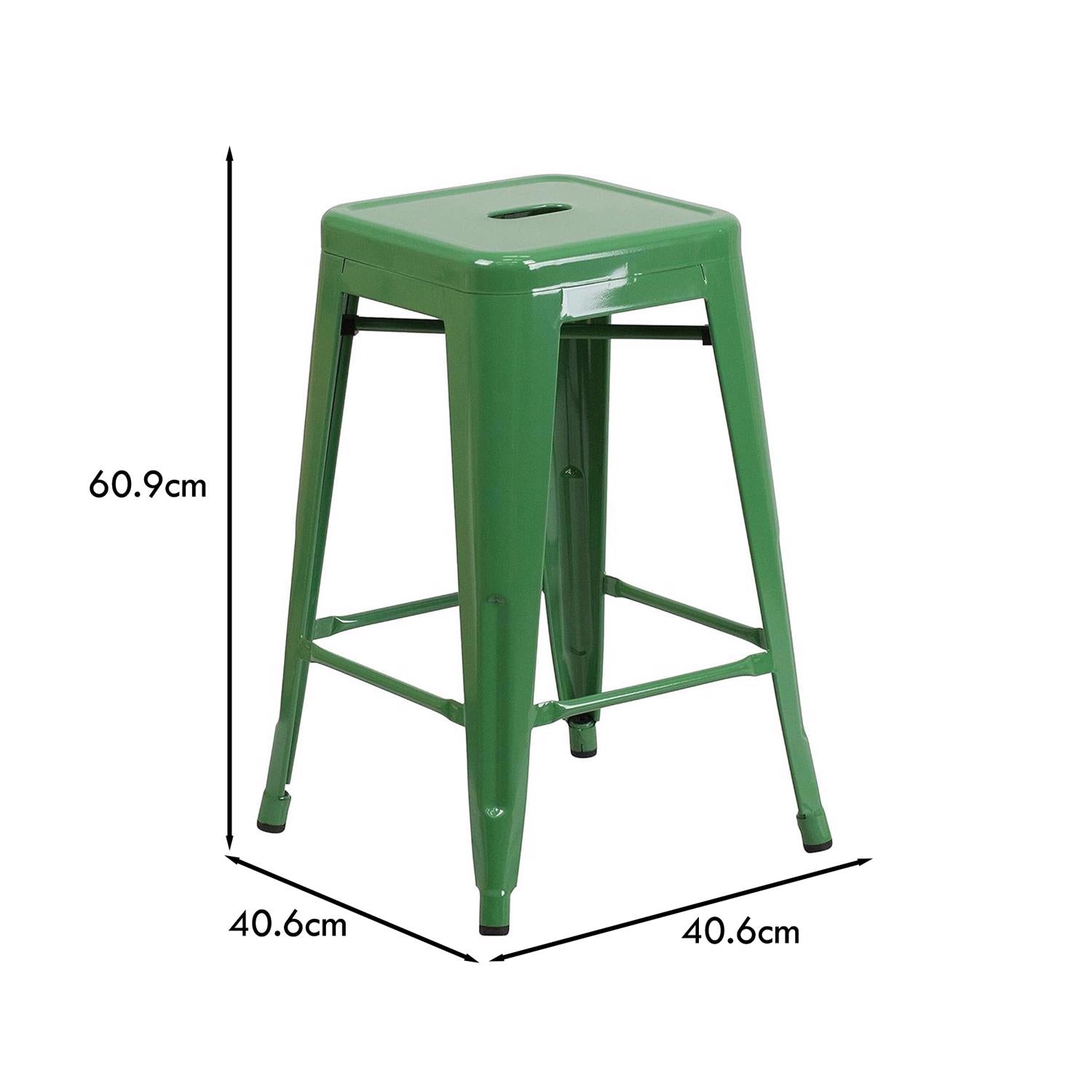 Maisie Green Industrial 100cm Metal Bar Stool Set of Four