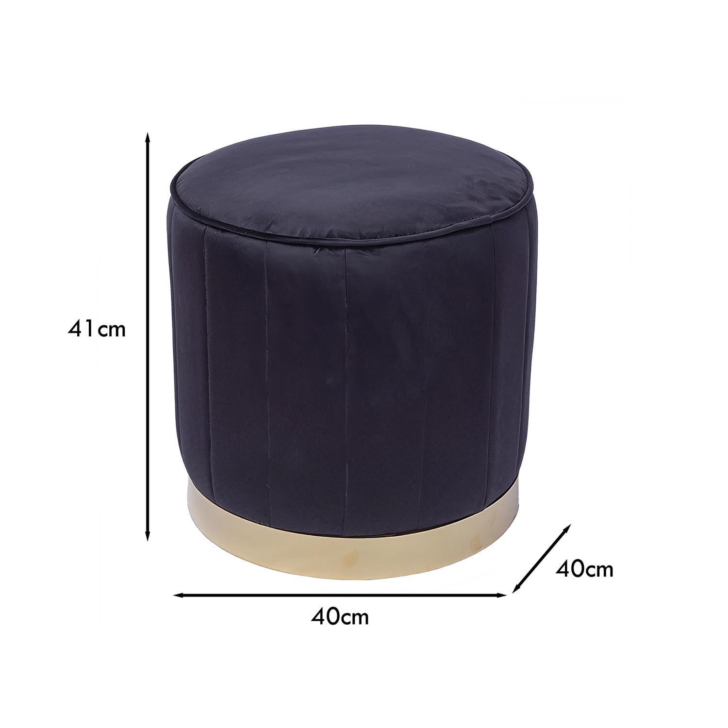 Melrose Black Velvet Barrel Pouffe Footstool Seat