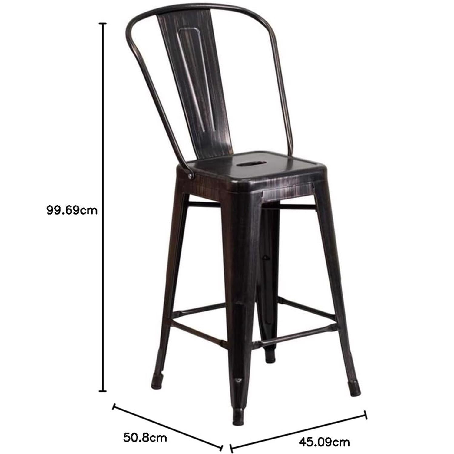 Maisie White Industrial 115cm Metal Bar Stool Chair Set of Four