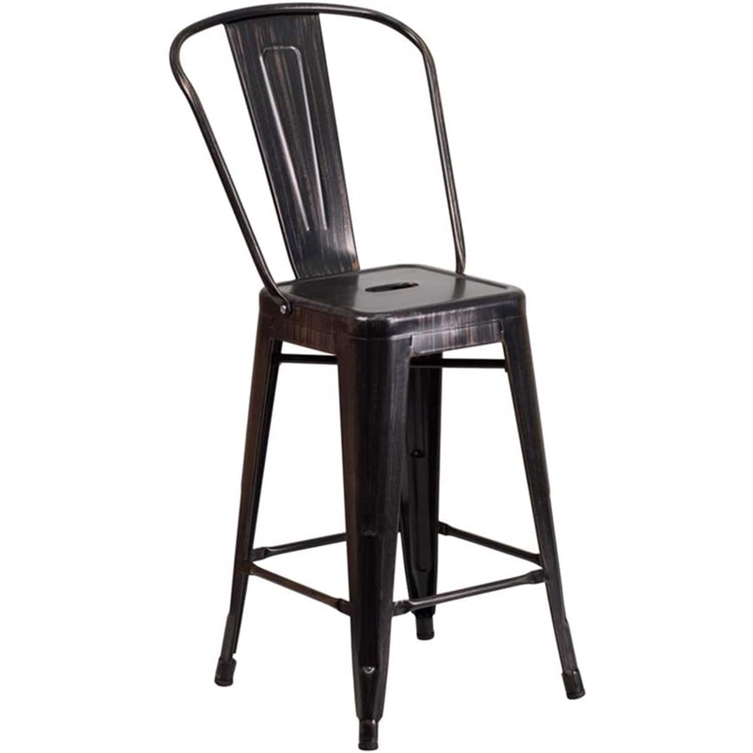 Maisie White Industrial 115cm Metal Bar Stool Chair Set of Four