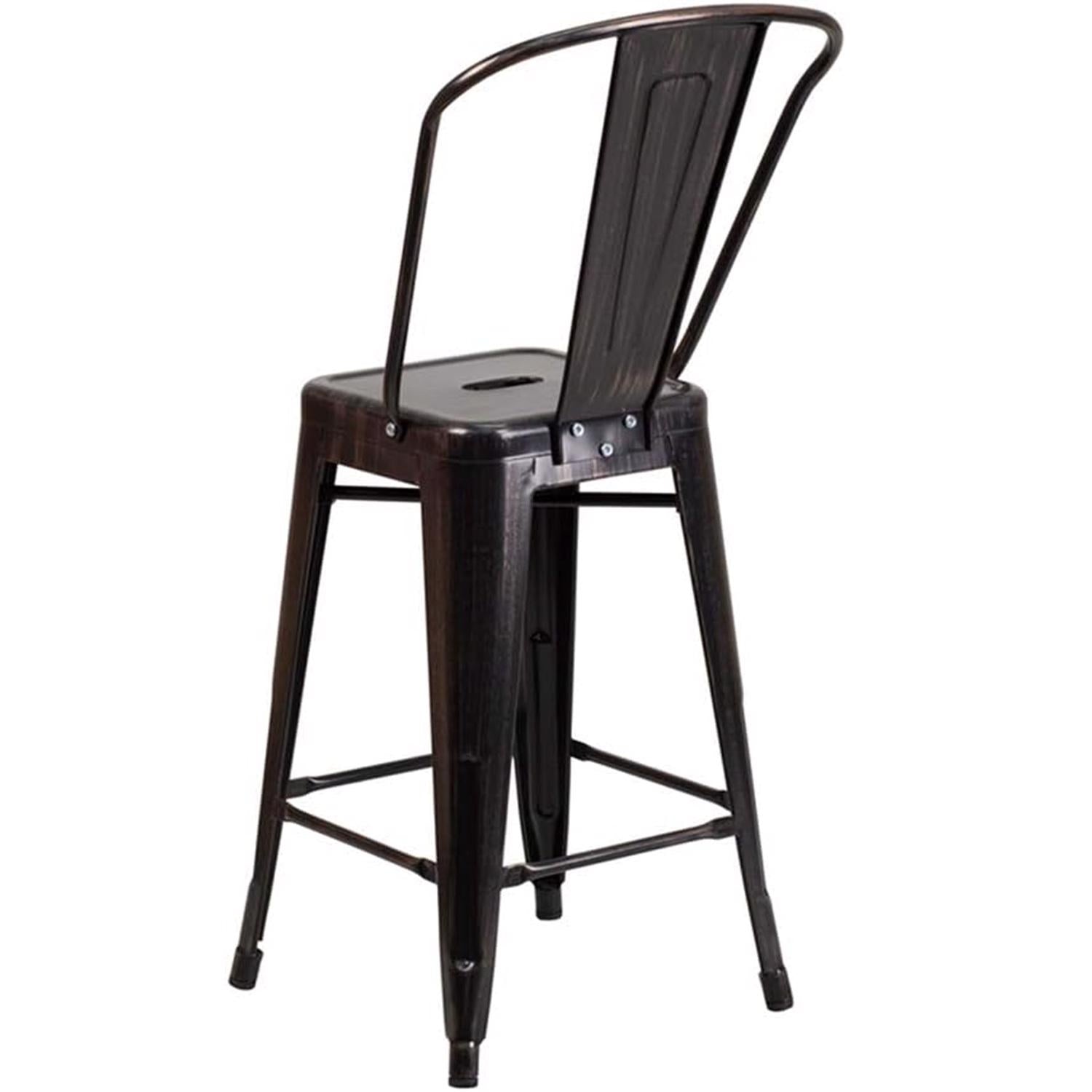 Maisie White Industrial 115cm Metal Bar Stool Chair Set of Four