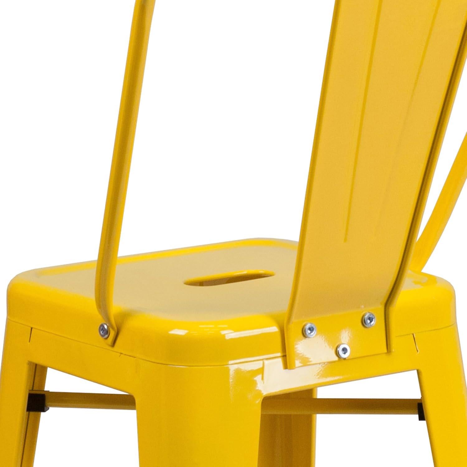 Maisie Yellow Industrial 100cm Metal Bar Stool Chair Set of Four
