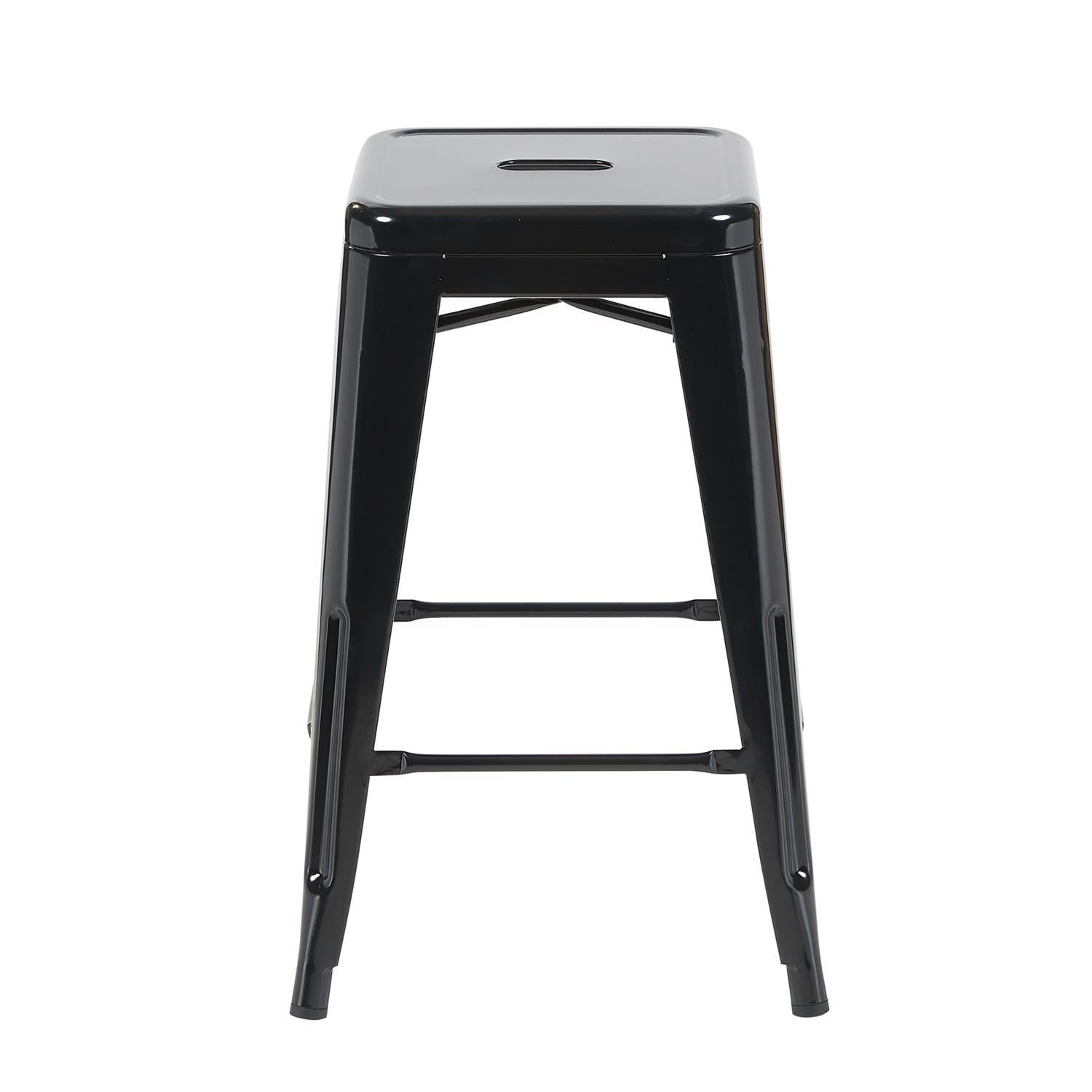Auberge Set of Four Black Metal 61cm Kitchen Bar Stools
