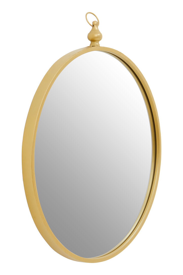 Round Gold Iron Wall Mirror With Spindle Hook