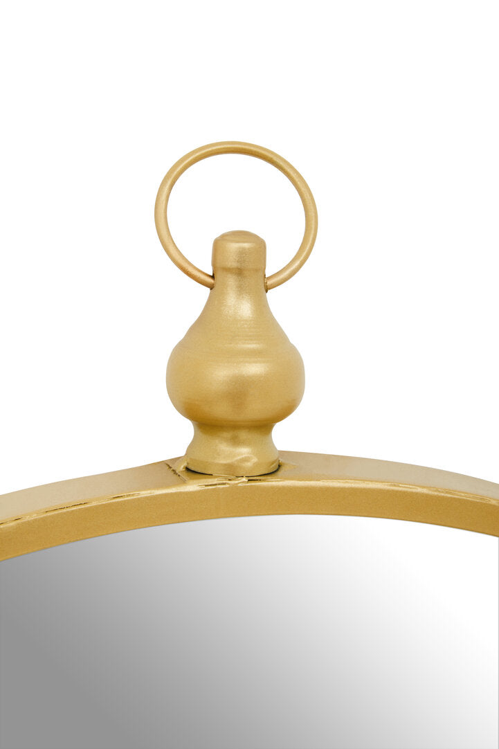 Round Gold Iron Wall Mirror With Spindle Hook