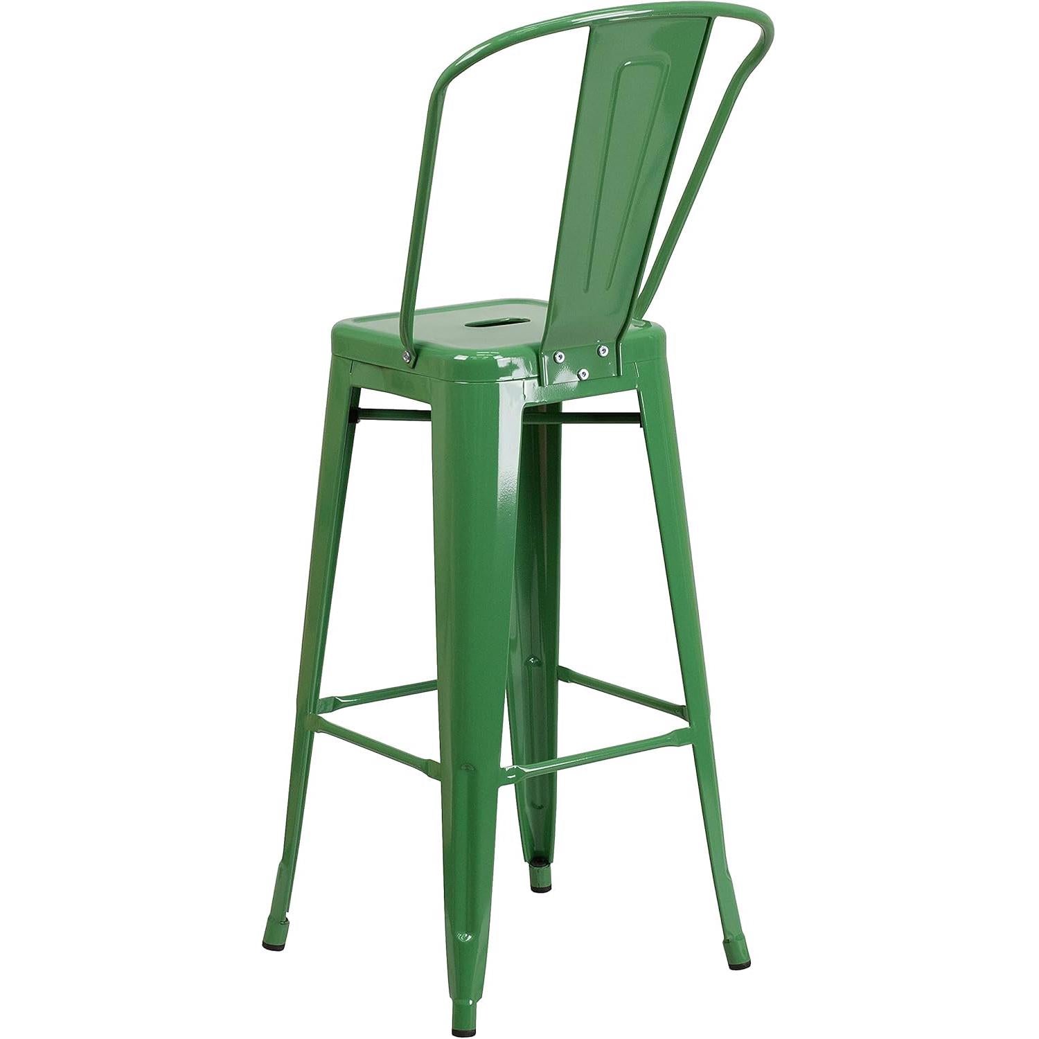Maisie Green Industrial 115cm Metal Bar Stool Chair Set of Four