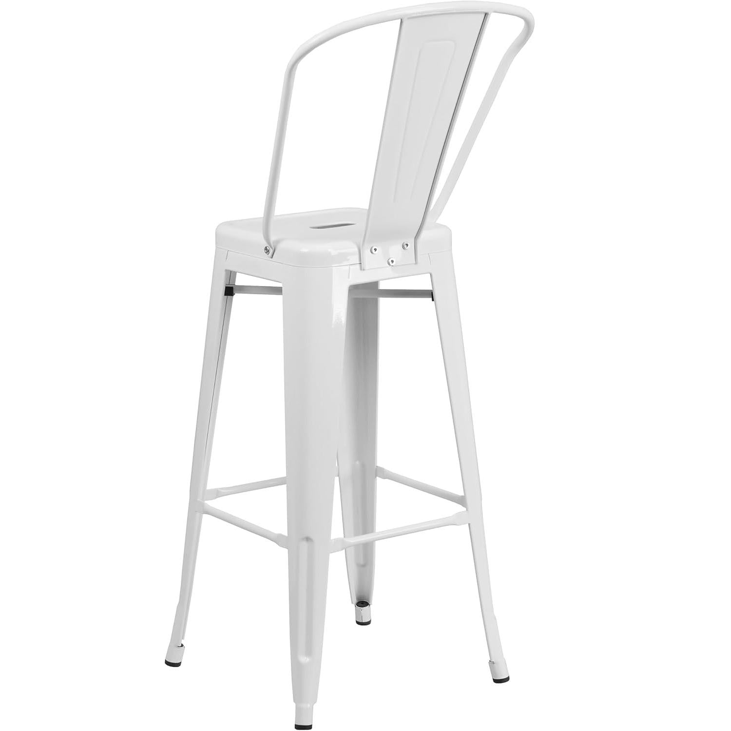 Maisie White Industrial 115cm Metal Bar Stool Chair Set of Four