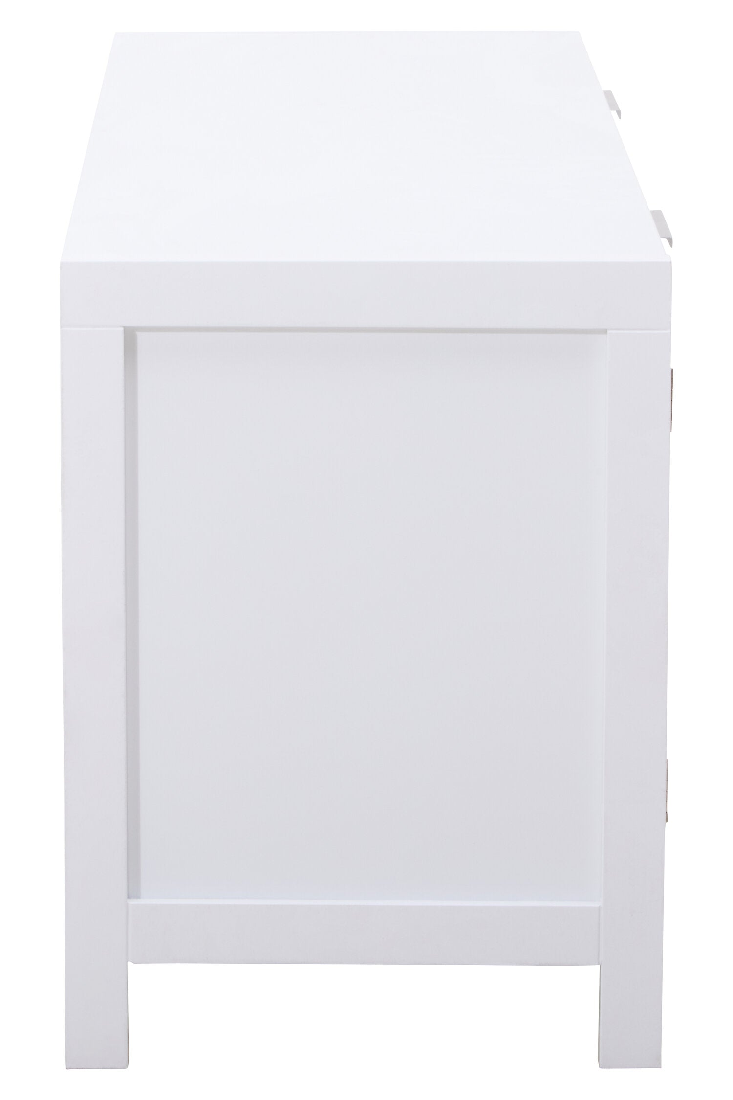 Herman White Wood and Rattan Two Door Two Shelf Media Unit - The Orchard Home and Gifts