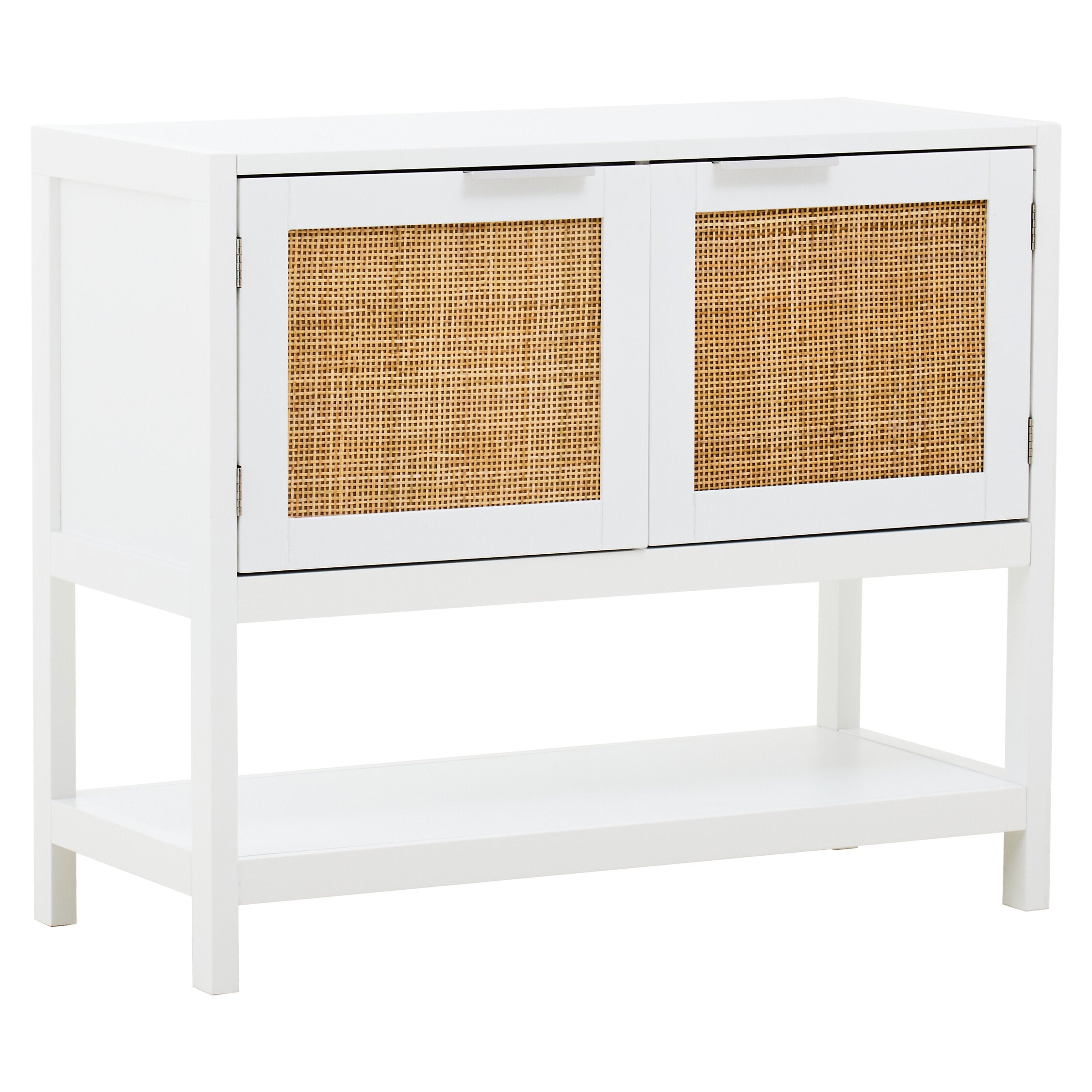 Herman White Wood and Rattan Two Door Small Sideboard - The Orchard Home and Gifts