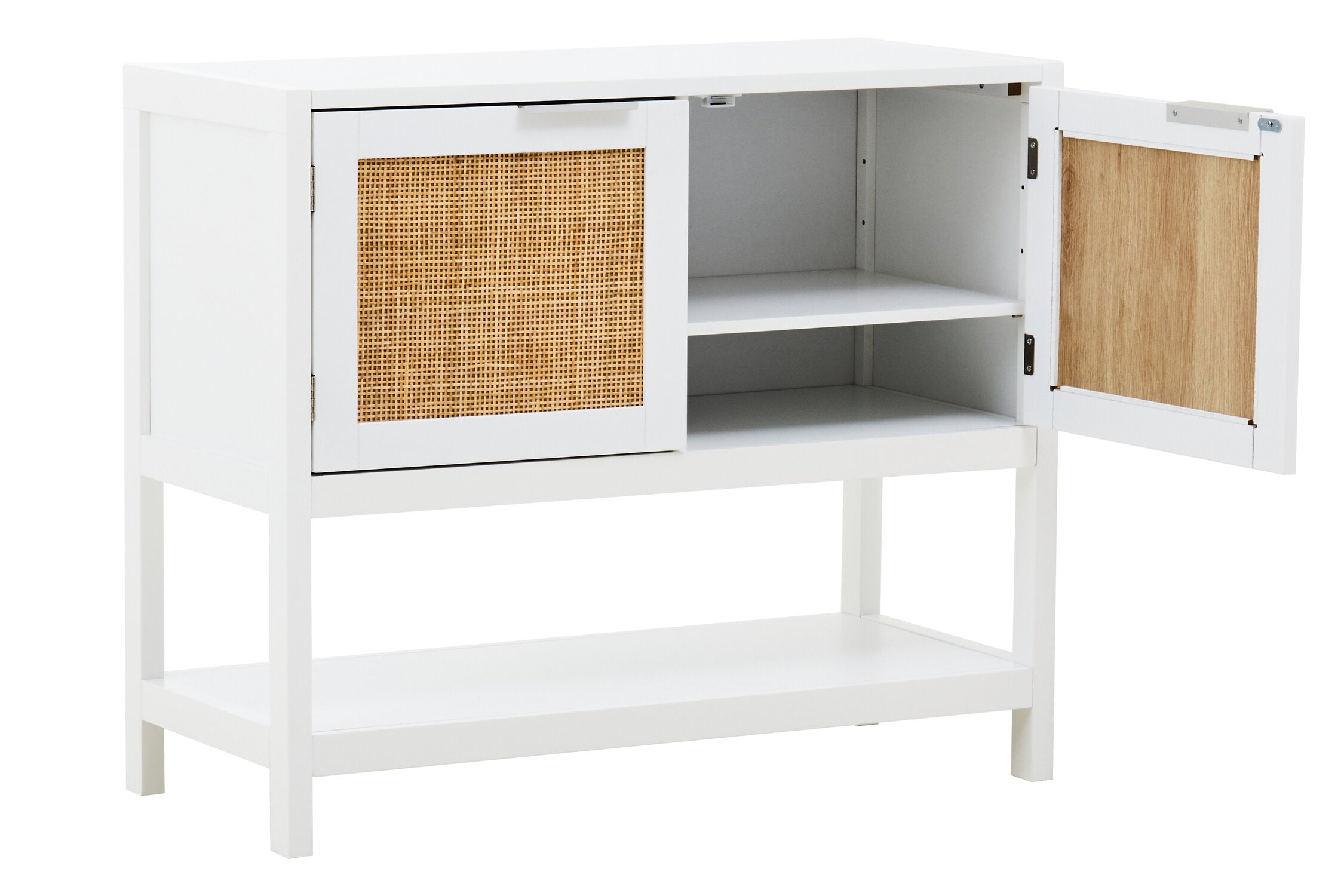 Herman White Wood and Rattan Two Door Small Sideboard - The Orchard Home and Gifts