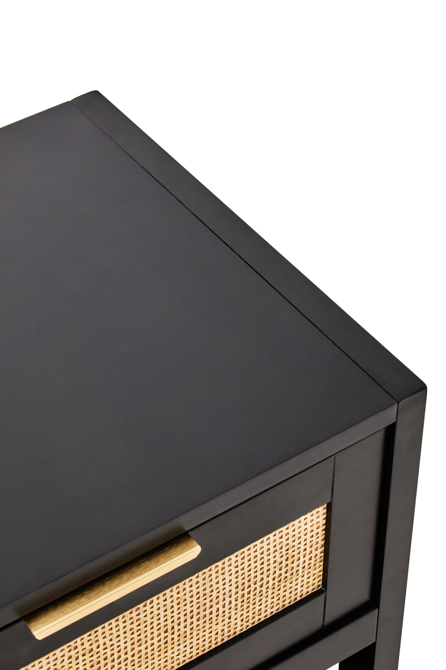 Herman Black Wood and Rattan One Drawer Bedside Table - The Orchard Home and Gifts