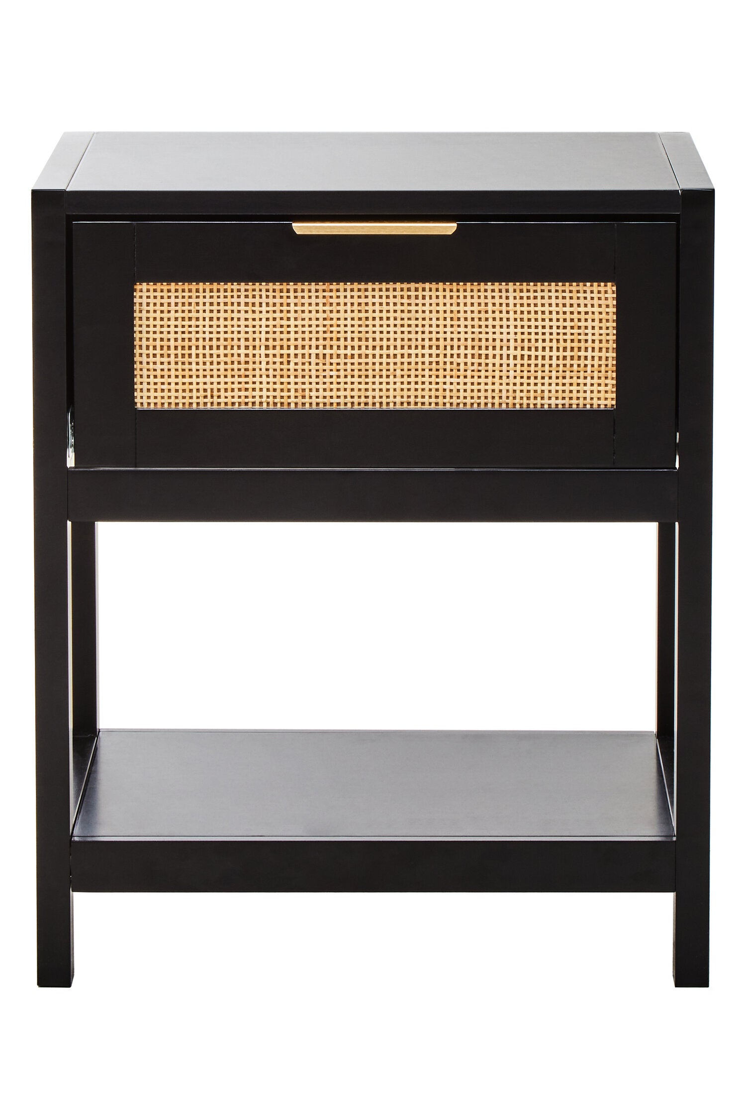 Herman Black Wood and Rattan One Drawer Bedside Table - The Orchard Home and Gifts