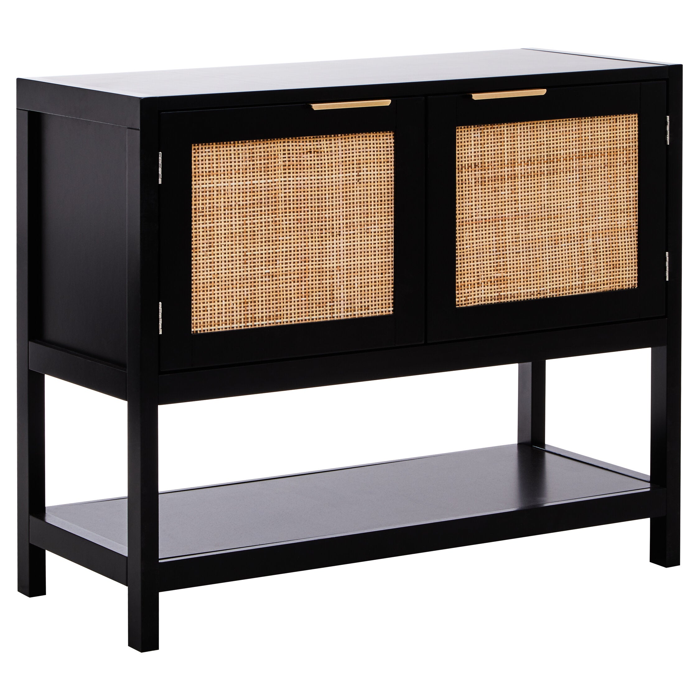 Herman Black Wood and Rattan Two Door Small Sideboard - The Orchard Home and Gifts
