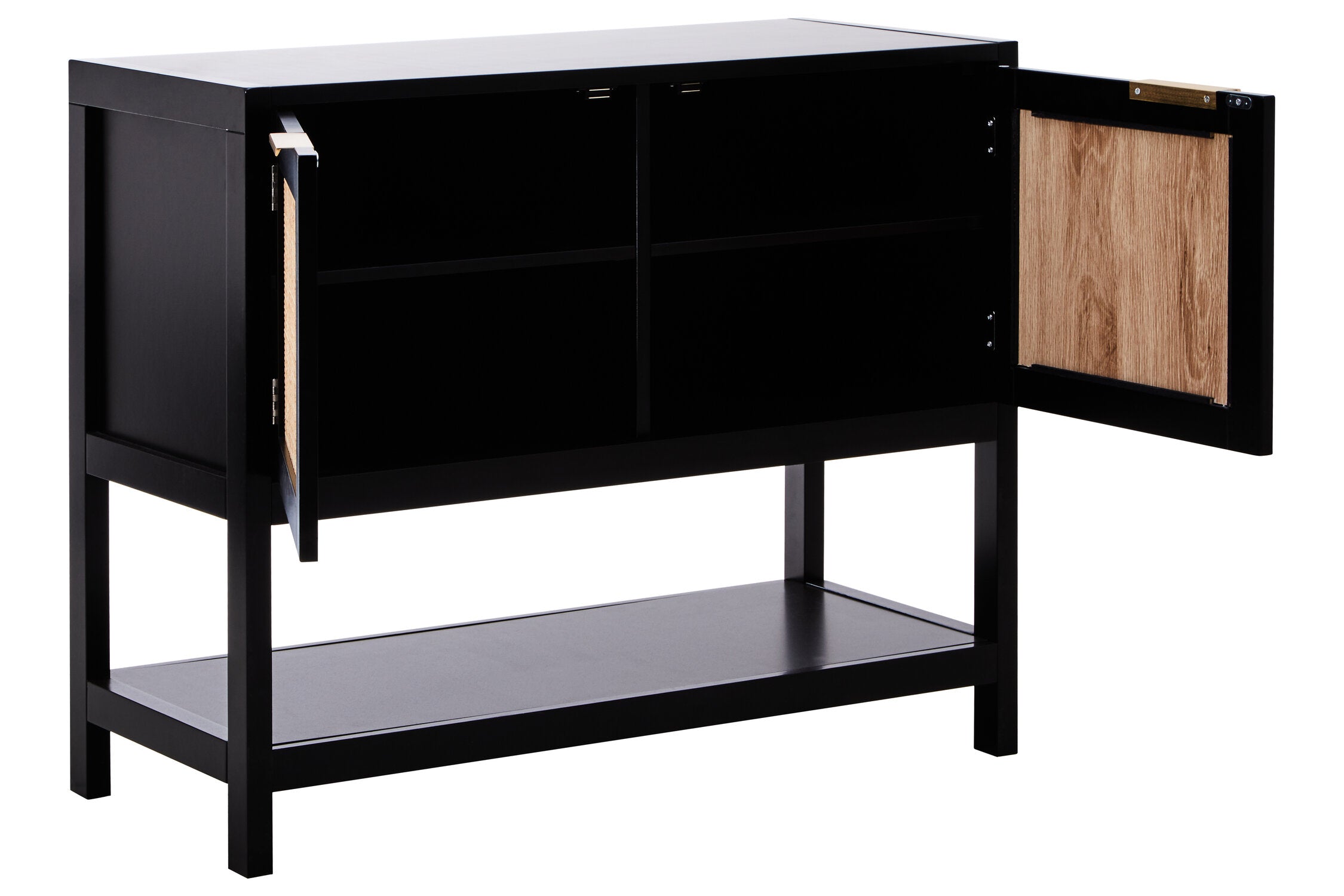 Herman Black Wood and Rattan Two Door Small Sideboard - The Orchard Home and Gifts