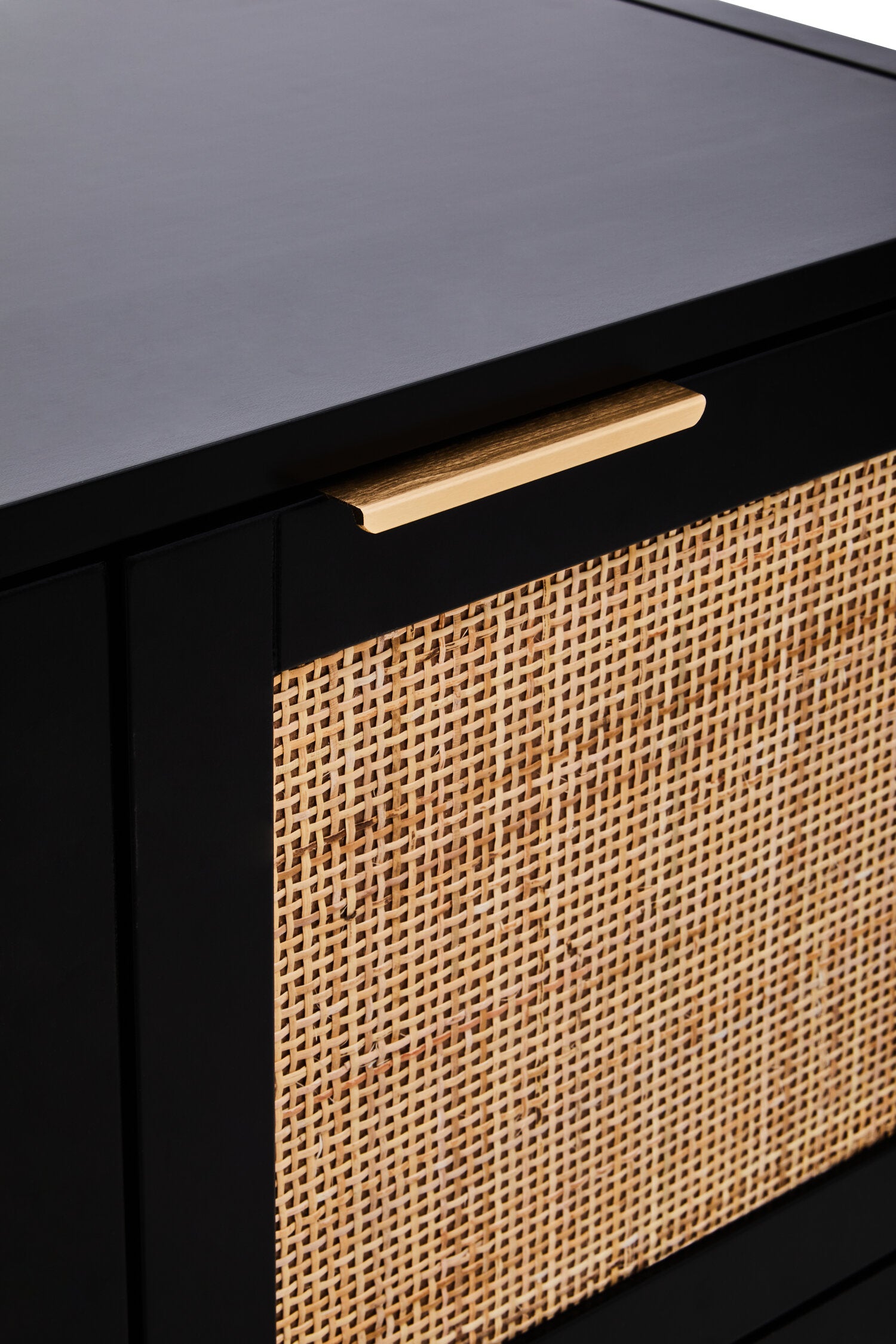 Herman Black Wood and Rattan Two Door Small Sideboard - The Orchard Home and Gifts