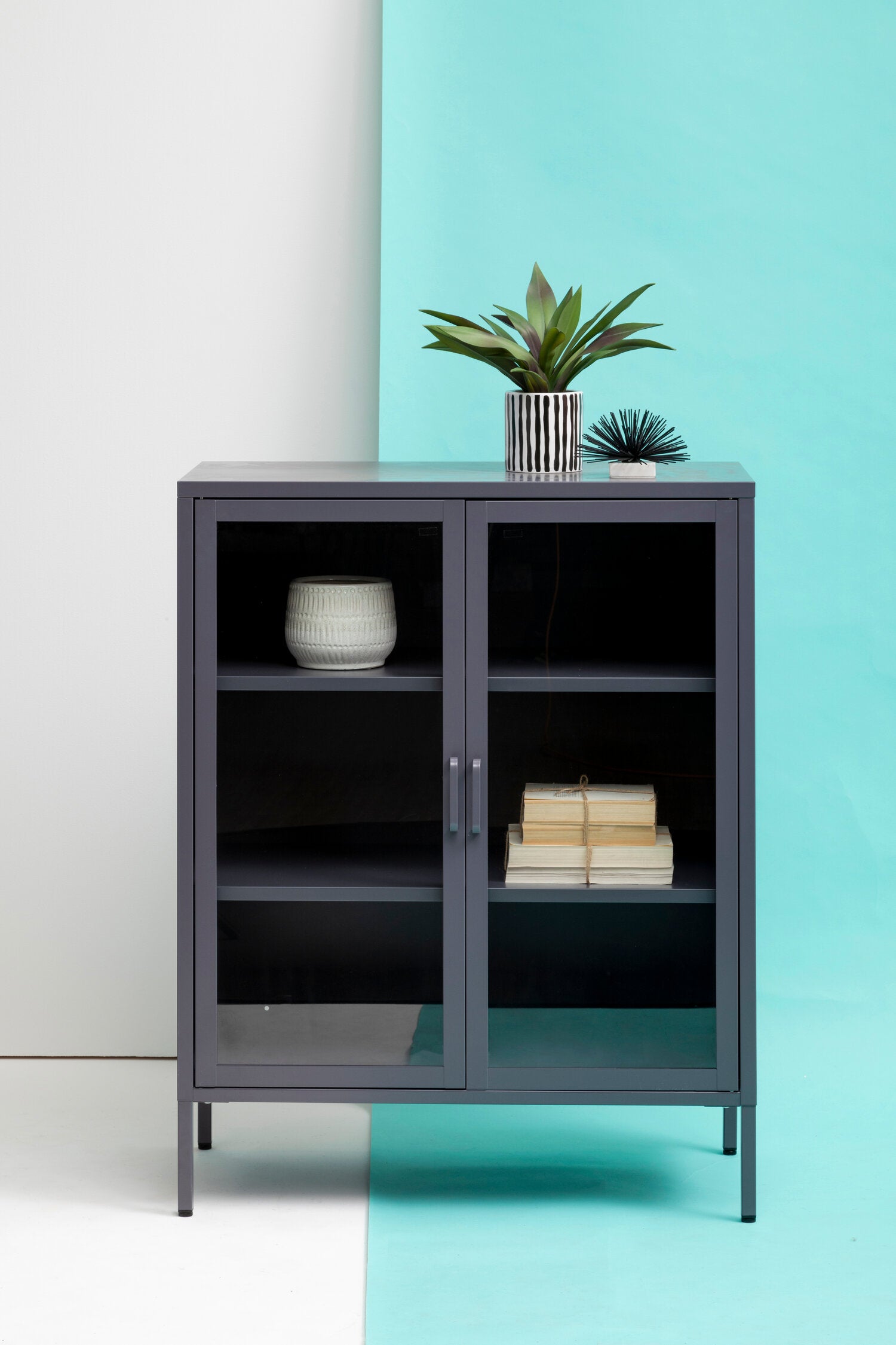 Asier Grey Metal Two Door Cabinet - The Orchard Home and Gifts
