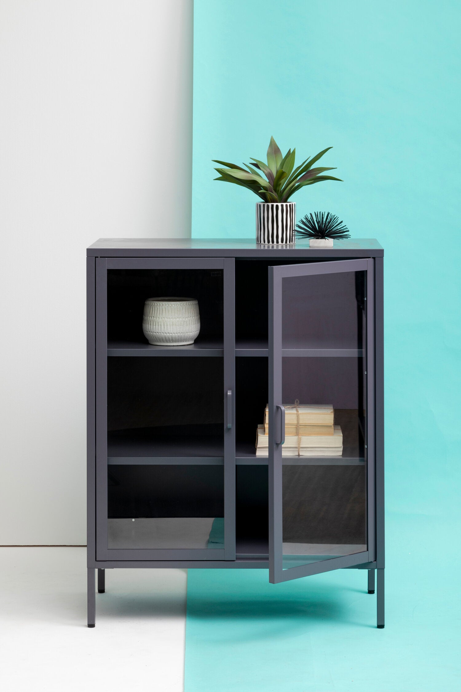 Asier Grey Metal Two Door Cabinet - The Orchard Home and Gifts