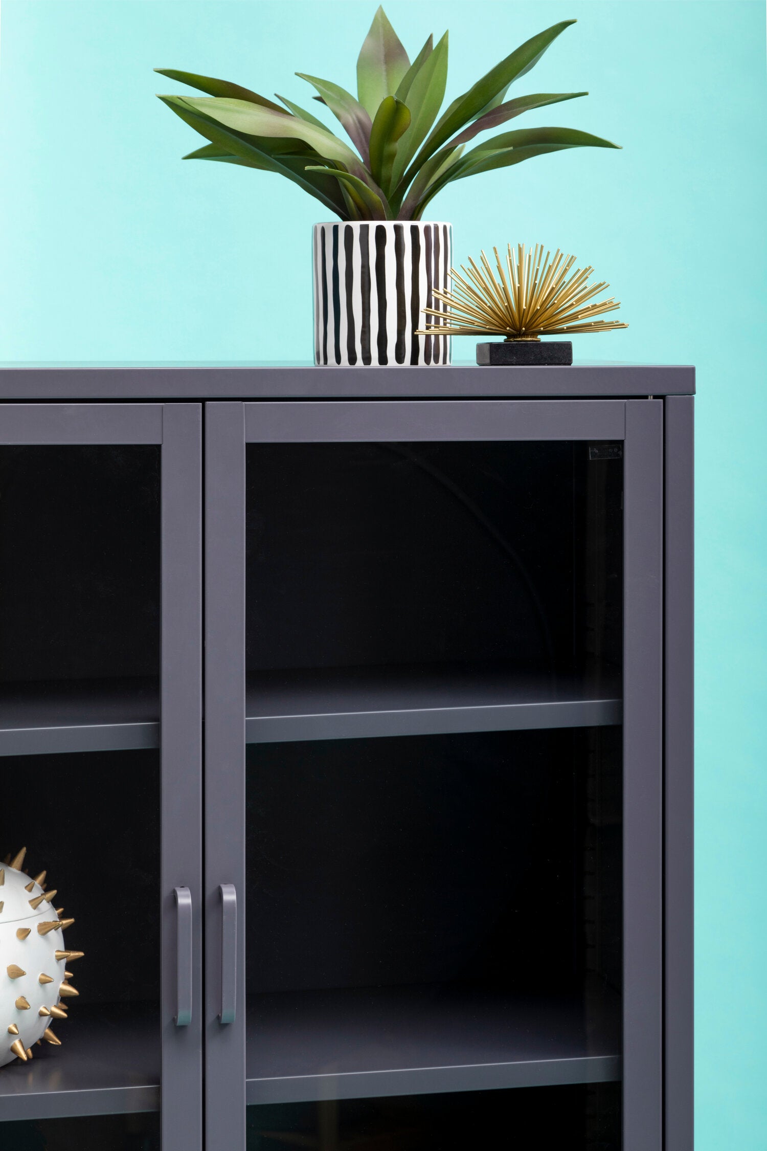 Asier Grey Metal Medium Two Door Cabinet with Shelf - The Orchard Home and Gifts