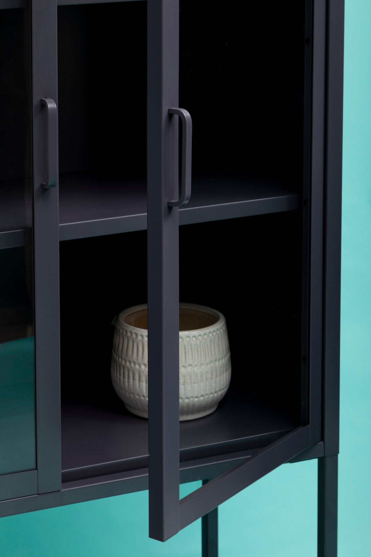 Asier Grey Metal Medium Two Door Cabinet with Shelf - The Orchard Home and Gifts
